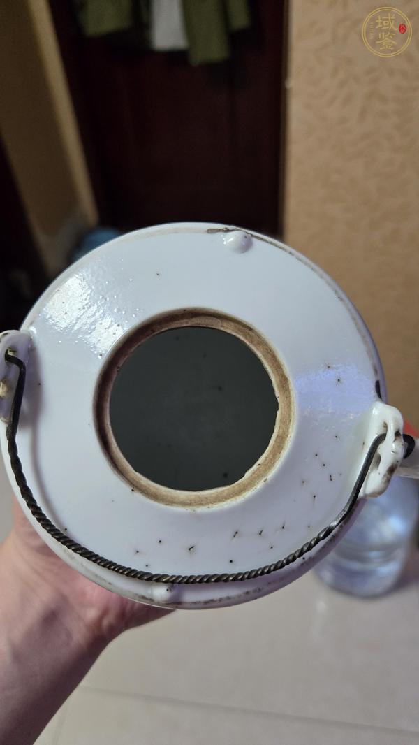 古玩陶瓷清光緒 王柏桃繪仕女提梁壺真品鑒賞圖