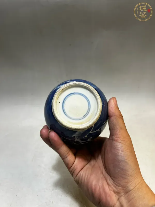 古玩陶瓷青花留白梅紋罐真品鑒賞圖