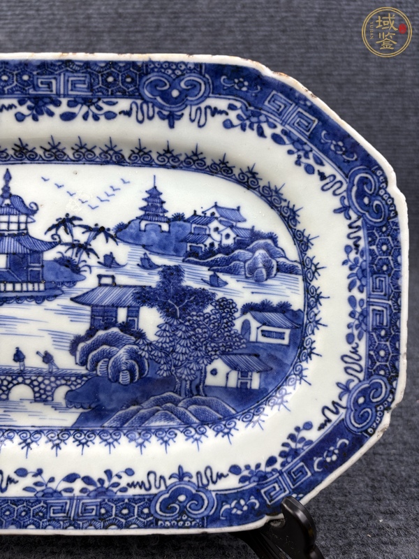 古玩陶瓷青花山水風(fēng)景紋盤真品鑒賞圖