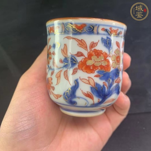 古玩陶瓷青花礬紅描金茶杯真品鑒賞圖