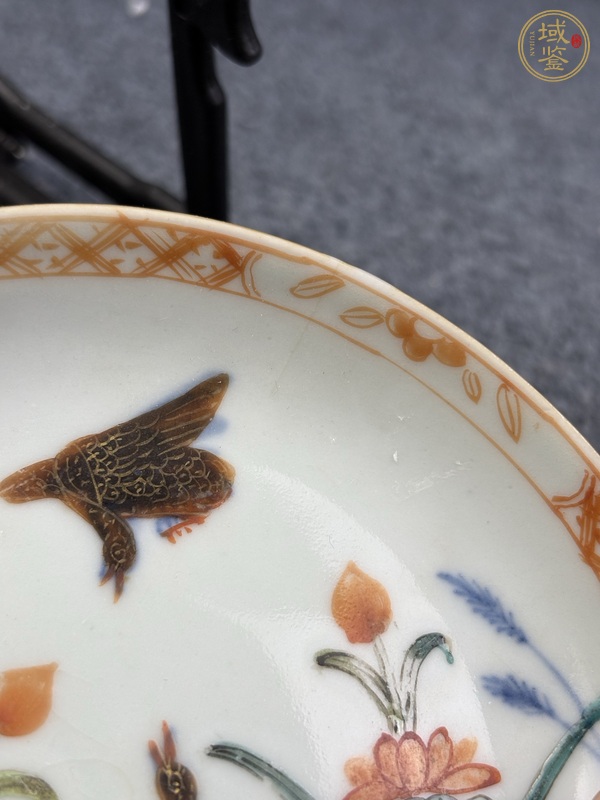 古玩陶瓷青花加彩盧雁紋小盤真品鑒賞圖
