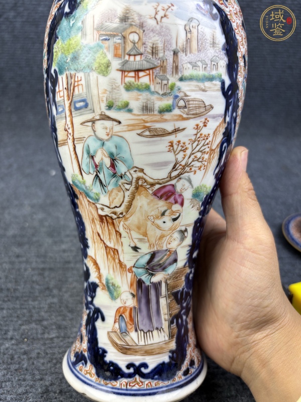 古玩陶瓷乾隆廣彩滿大人大蓋瓶真品鑒賞圖