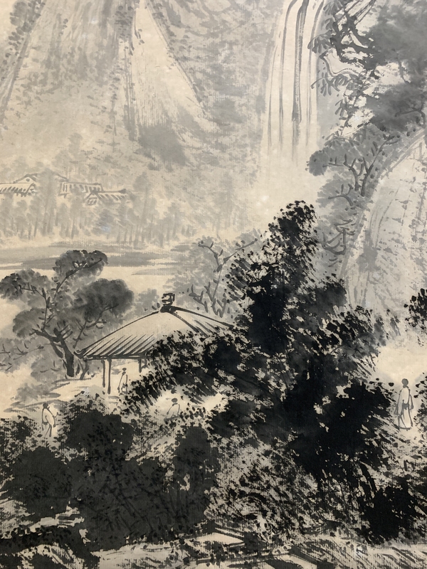 古玩字畫(huà)海派名家 著名美術(shù)教育家 上海文史館館員 錢(qián)鼎先生 春江行舟 水墨山水手工原裱立軸拍賣(mài)，當(dāng)前價(jià)格8000元