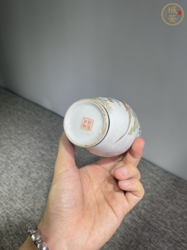 古玩陶瓷粉彩雉雞牡丹圖盤口瓶真品鑒賞圖