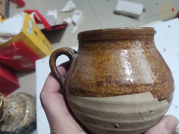 古玩陶瓷褐釉花澆真品鑒賞圖