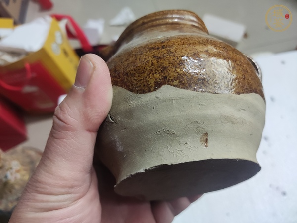 古玩陶瓷褐釉花澆真品鑒賞圖