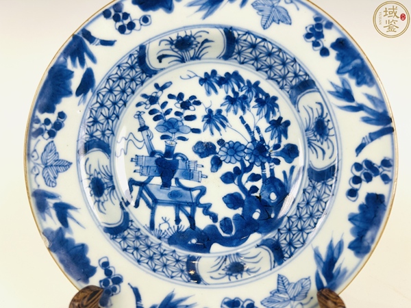 古玩陶瓷清康熙 青花花卉紋折沿盤拍賣，當前價格1200元
