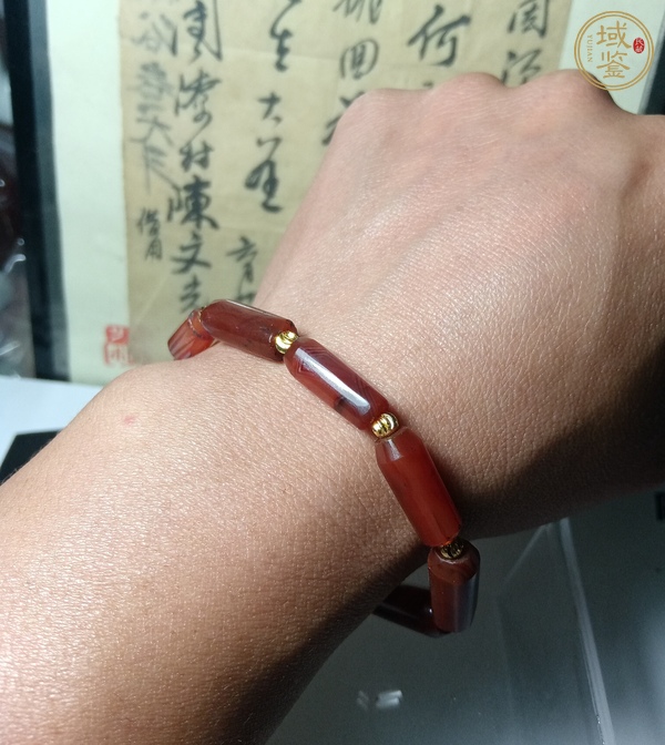 古玩玉器天然紅瑪瑙珠串真品鑒賞圖
