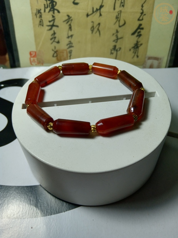 古玩玉器天然紅瑪瑙珠串真品鑒賞圖