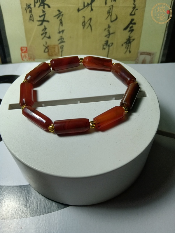 古玩玉器天然紅瑪瑙珠串真品鑒賞圖