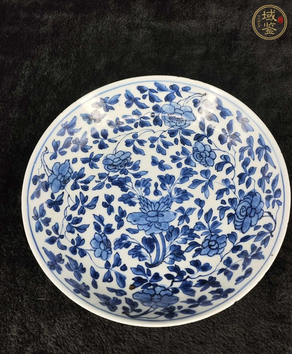 古玩陶瓷青花纏枝花卉紋盤真品鑒賞圖