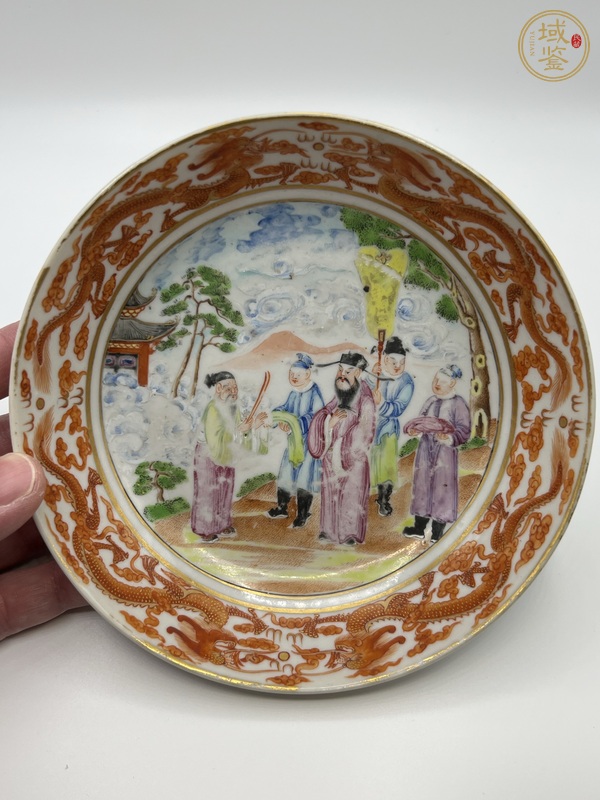 古玩陶瓷廣彩人物故事龍紋盤真品鑒賞圖