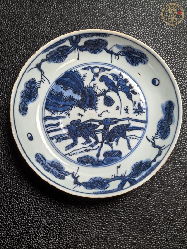 古玩陶瓷明嘉靖 青花喜鹿封侯盤真品鑒賞圖