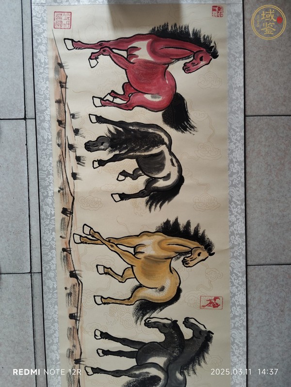 古玩字畫王東卿款寫意六駿圖真品鑒賞圖
