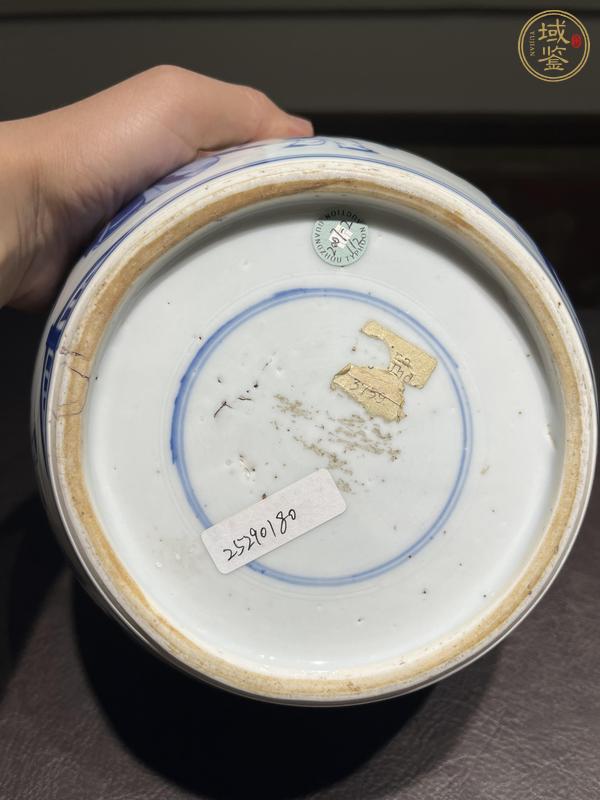 古玩陶瓷仕女嬰戲紋青花罐真品鑒賞圖