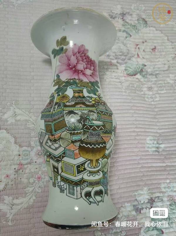 古玩陶瓷粉彩花觚真品鑒賞圖