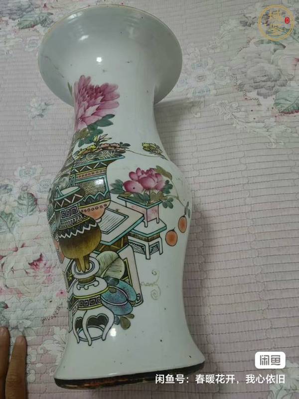 古玩陶瓷粉彩花觚真品鑒賞圖