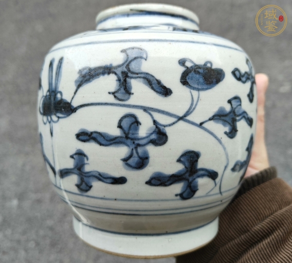 古玩陶瓷青花纏枝花卉罐真品鑒賞圖
