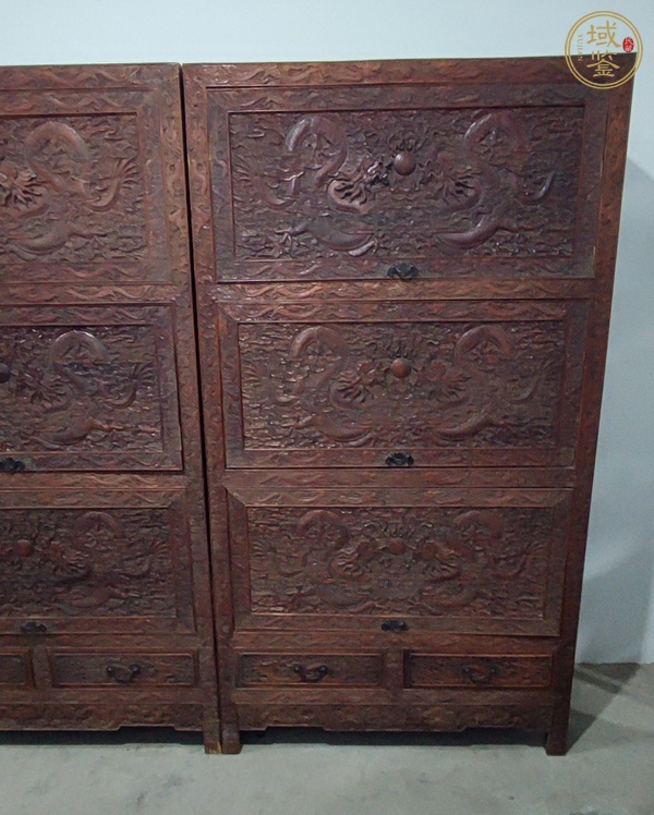 古玩字畫黃花梨木畫柜一對真品鑒賞圖