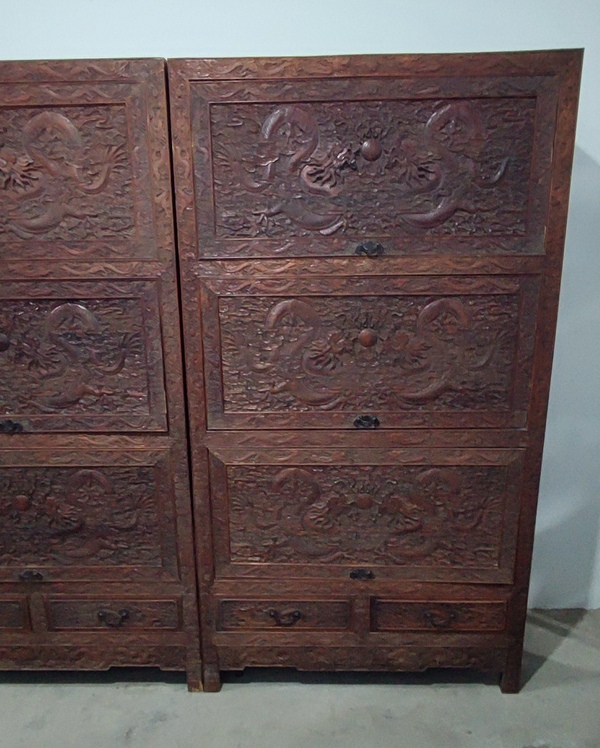 古玩字畫黃花梨木畫柜一對(duì)拍賣，當(dāng)前價(jià)格68888元