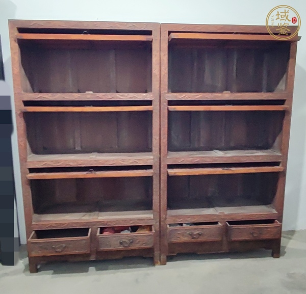古玩字畫黃花梨木畫柜一對真品鑒賞圖