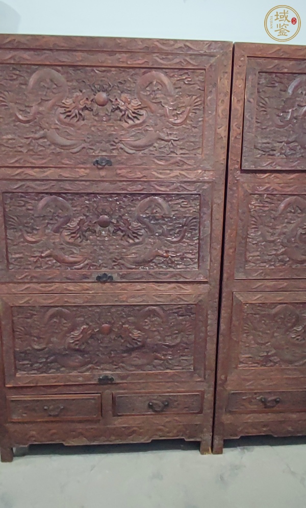 古玩字畫黃花梨木畫柜一對真品鑒賞圖