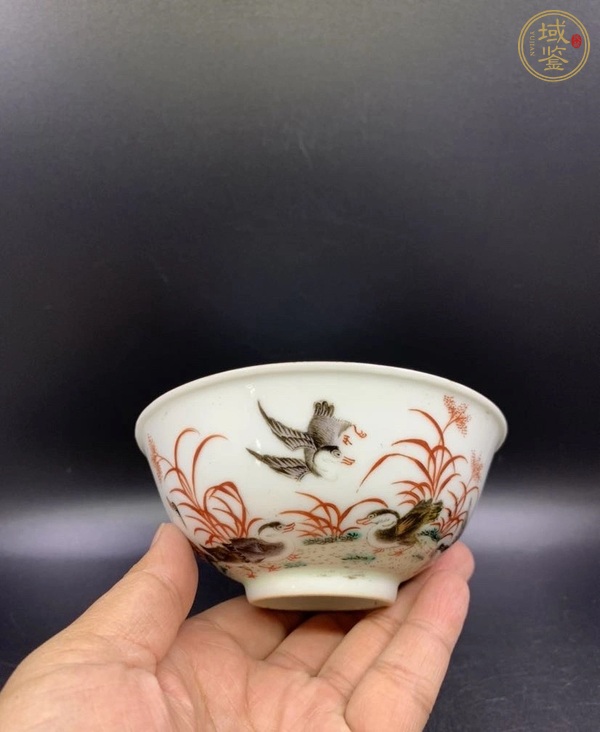 古玩陶瓷蘆雁紋茶圓真品鑒賞圖