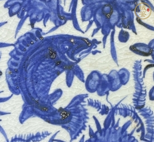 古玩陶瓷魚藻紋青花盤真品鑒賞圖