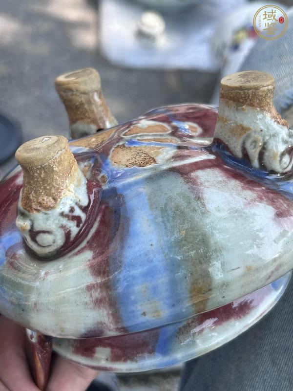 古玩陶瓷窯變釉三足熏爐真品鑒賞圖