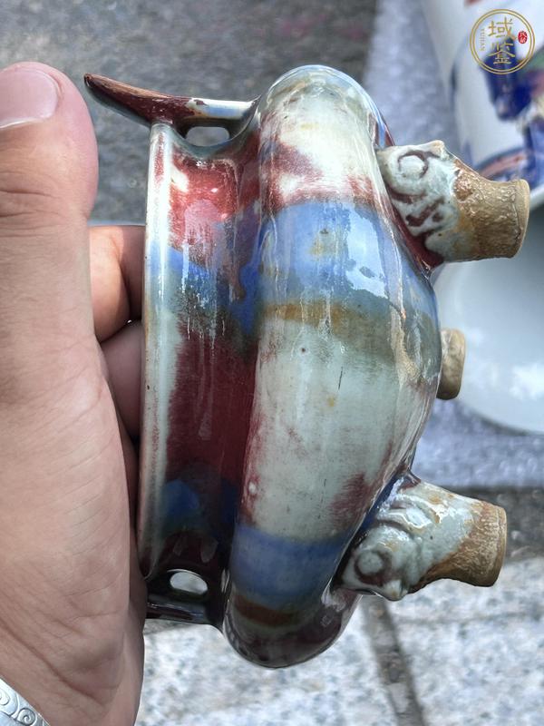 古玩陶瓷窯變釉三足熏爐真品鑒賞圖