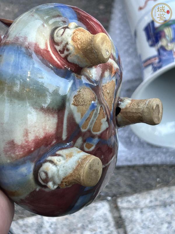 古玩陶瓷窯變釉三足熏爐真品鑒賞圖