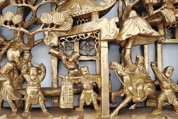古玩雜項漆金木雕花板真品鑒賞圖