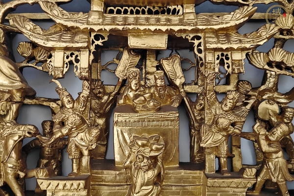 古玩雜項漆金木雕花板真品鑒賞圖