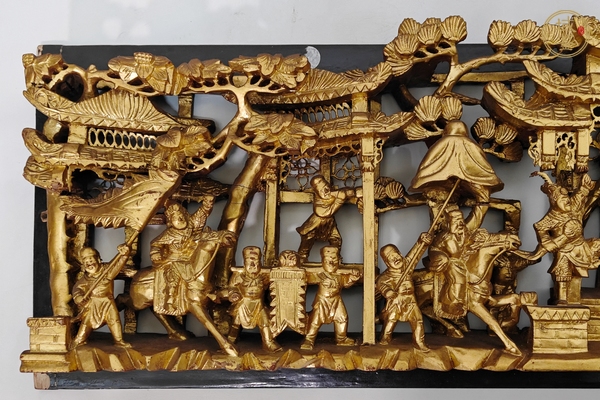 古玩雜項漆金木雕花板真品鑒賞圖
