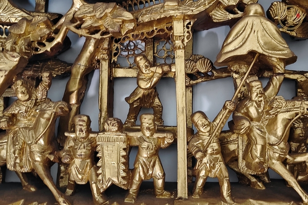 古玩雜項漆金木雕花板真品鑒賞圖
