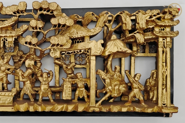 古玩雜項漆金木雕花板真品鑒賞圖