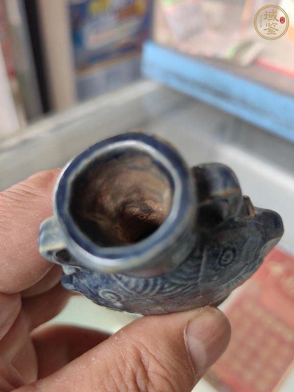 古玩陶瓷藍(lán)釉雙魚(yú)藥瓶真品鑒賞圖