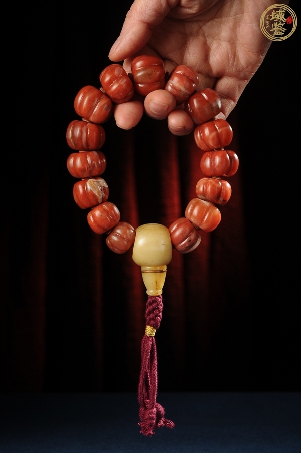 古玩玉器天然南紅瓜愣珠真品鑒賞圖