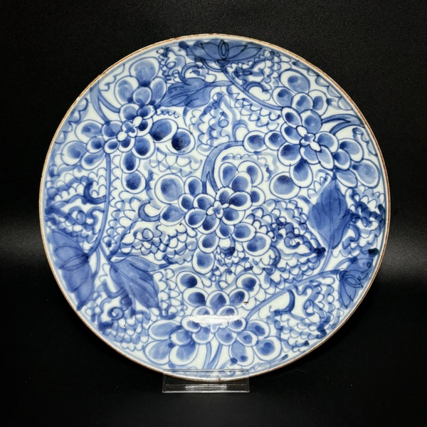 古玩陶瓷清中期·青花纏枝牡丹花卉紋深腹大盤拍賣，當(dāng)前價(jià)格1280元