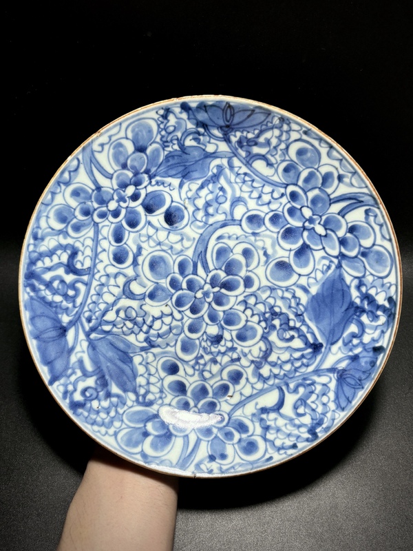古玩陶瓷清中期·青花纏枝牡丹花卉紋深腹大盤拍賣，當(dāng)前價(jià)格1280元