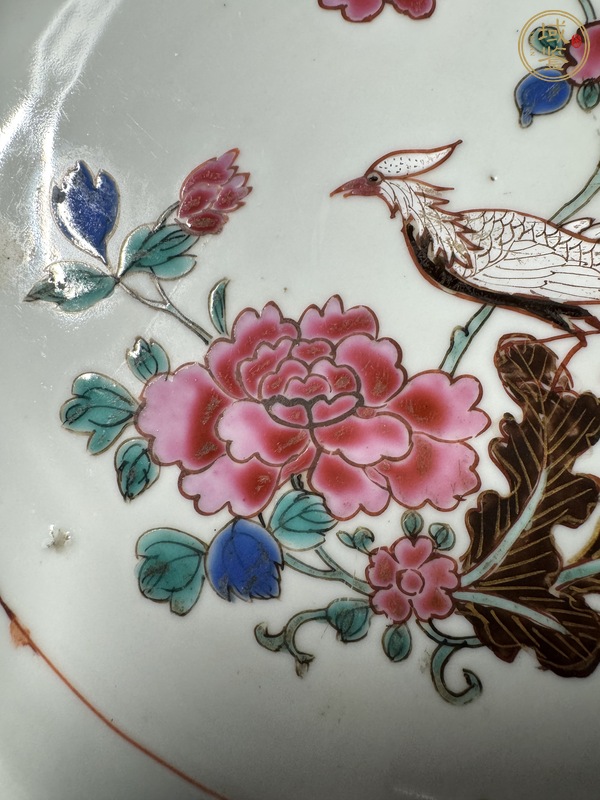古玩陶瓷花鳥紋粉彩盤真品鑒賞圖