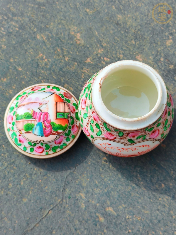 古玩陶瓷廣彩人物紋蓋罐真品鑒賞圖