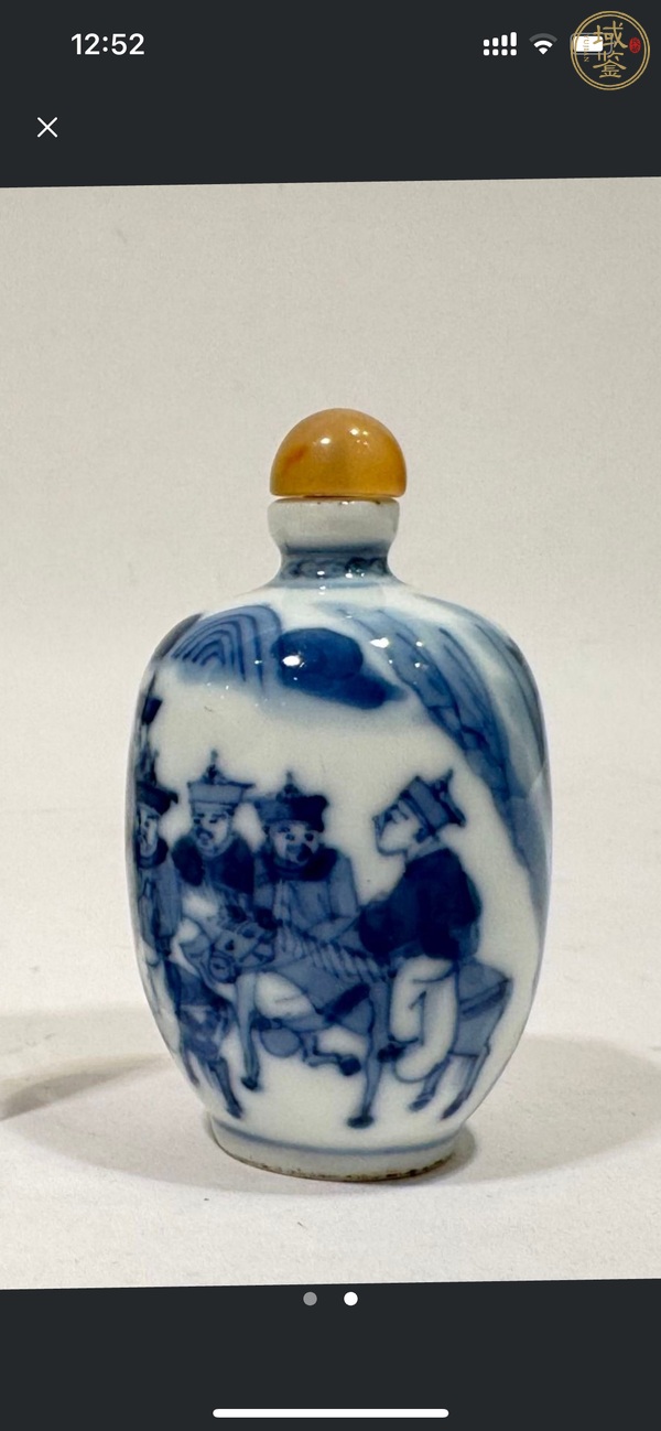 古玩陶瓷人物紋青花鼻煙壺真品鑒賞圖