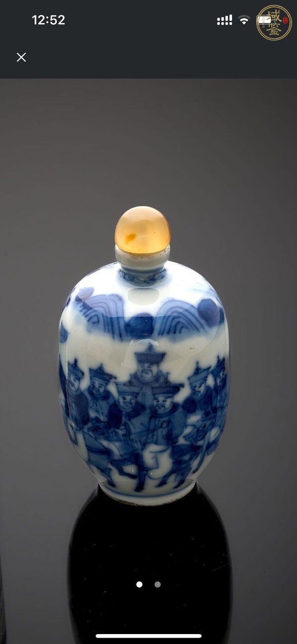 古玩陶瓷人物紋青花鼻煙壺真品鑒賞圖