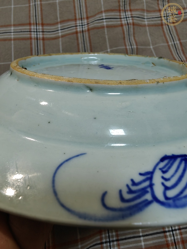 古玩陶瓷花蝶吉語(yǔ)紋青花盤(pán)真品鑒賞圖