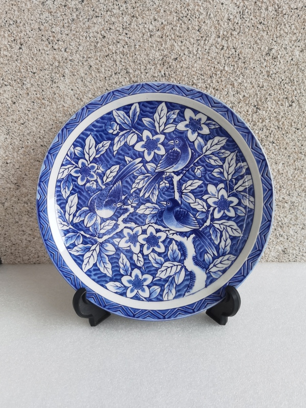 古玩陶瓷花鳥紋青花盤拍賣，當前價格398元
