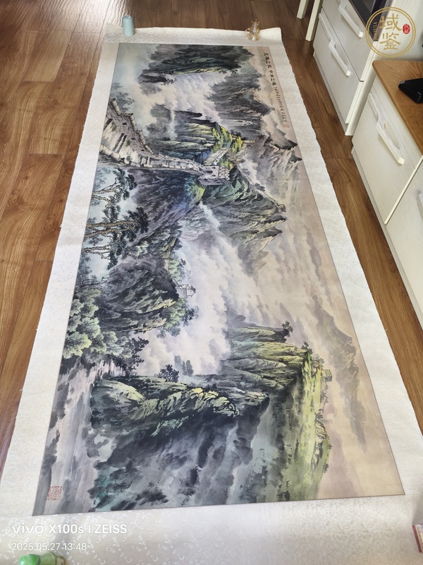 古玩字畫孟憲寶款寫意山水真品鑒賞圖