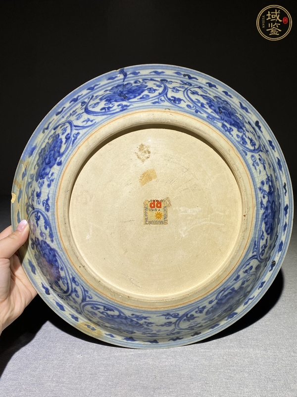 古玩陶瓷魚藻紋青花盤真品鑒賞圖