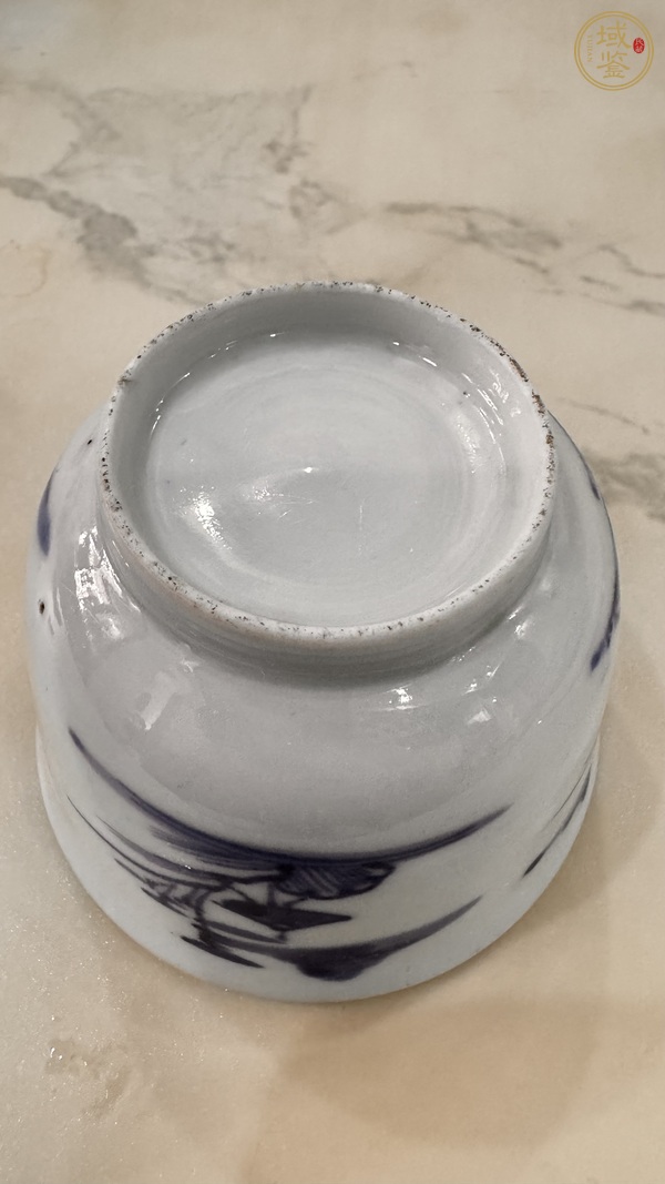 古玩陶瓷青花山水人物紋茶圓真品鑒賞圖
