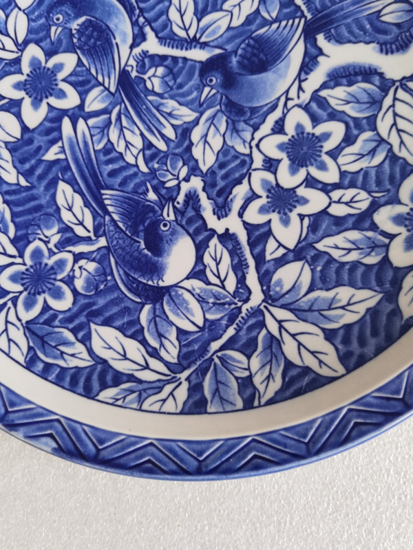 古玩陶瓷花鳥紋青花盤拍賣，當前價格398元